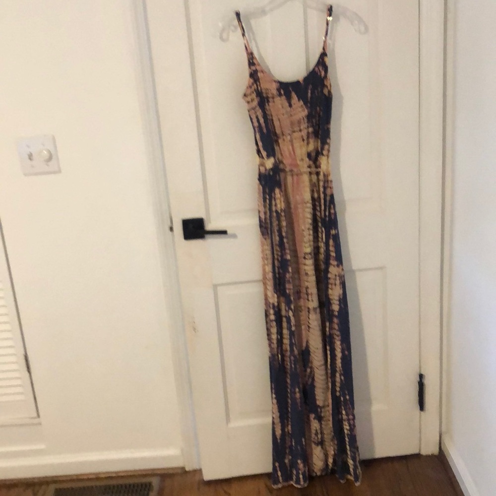 Micheal Stars Multi color tie dye rayon jersey maxi dress